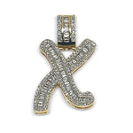 Load image into Gallery viewer, VS1 Baguette Letter "X" Diamond 14k Yellow Gold Pendant 2 CTW
