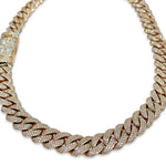 Load image into Gallery viewer, 14K Rose Gold VS1 Diamond Flower-Setting Pave Cuban Chain Necklace 38 CTW
