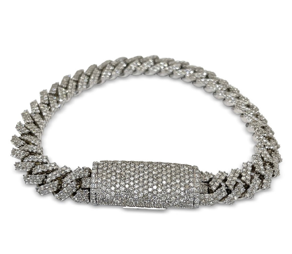 Cuban Diamond White Gold Bracelet 7CTW
