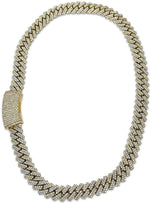 Load image into Gallery viewer, 14K Two-Tone White Gold &amp; Yellow Gold VS 1 Diamond Cuban Chain Necklace Prong Setting
