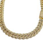 Load image into Gallery viewer, 14K Yellow Gold VS 1 Diamond Flower-Setting Pave Cuban Chain Necklace 53.5 CTW
