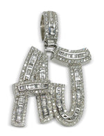 Load image into Gallery viewer, Custom "AJ" Baguette Diamonds 14k White Gold Pendant 7 CTW
