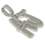 Load image into Gallery viewer, Custom "AJ" Baguette Diamonds 14k White Gold Pendant 7 CTW
