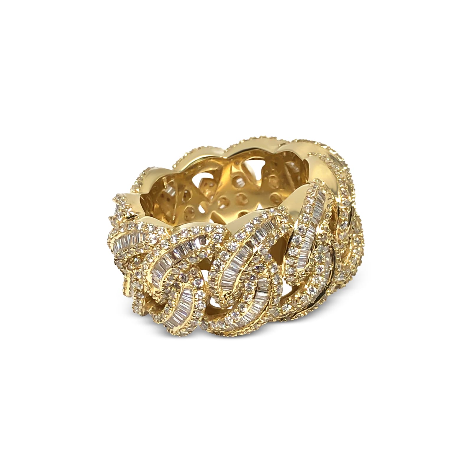 Men's 14k Yellow Gold Baguette Cuban Ring