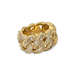 Men's 14k Yellow Gold Baguette Cuban Ring