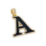 Load image into Gallery viewer, 14K Yellow Gold Custom Letter "A" Diamond &amp; Enamel Pendant
