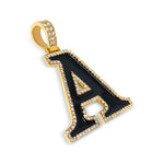 Load image into Gallery viewer, 14K Yellow Gold Custom Letter "A" Diamond &amp; Enamel Pendant
