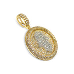 Load image into Gallery viewer, Two-Tone 14k White and Yellow Gold Baguette Diamond Hamsa Medallion Pendant
