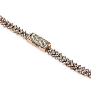 Ladies 14K Rose Gold VS1 Diamond Cuban Necklace 15 CTW