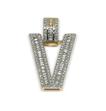 Load image into Gallery viewer, VS1 Custom Baguette Letter "V" Diamond Pendant 2 CTW
