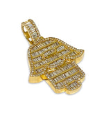 Load image into Gallery viewer, 14K Yellow Gold Hamsa 1.5CTW Baguette Diamond Pendant
