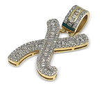 Load image into Gallery viewer, VS1 Baguette Letter "X" Diamond 14k Yellow Gold Pendant 2 CTW

