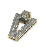 Load image into Gallery viewer, VS1 Custom Baguette Letter "V" Diamond Pendant 2 CTW
