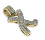 Load image into Gallery viewer, VS1 Baguette Letter "X" Diamond 14k Yellow Gold Pendant 2 CTW
