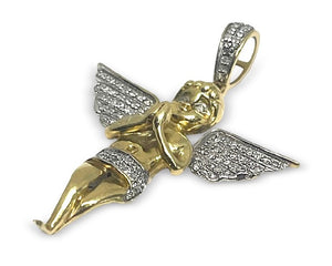 Custom Angel VS1 Diamond 14K Yellow Gold Pendant 1 CTW