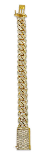 Load image into Gallery viewer, 14K Yellow Gold Cuban Diamond Bracelet Flower Setting 16 CTW
